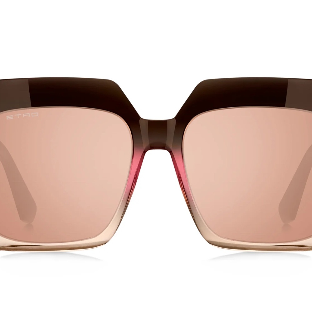 ETRO Brown Fuchsia Sunglasses with Flash Mirror Pink Lenses NWT $430 - Picture 6 of 13